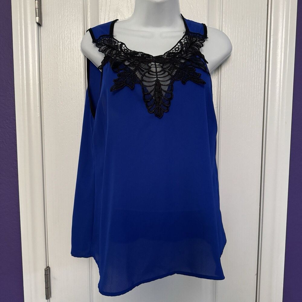 Charlotte Russe Crochet Lace Detail Dressy Tank Blouse Sleeveless Size Large